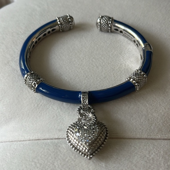 Judith Ripka Sterling Blue Enamel and CZ Bracelet - Picture 5 of 13